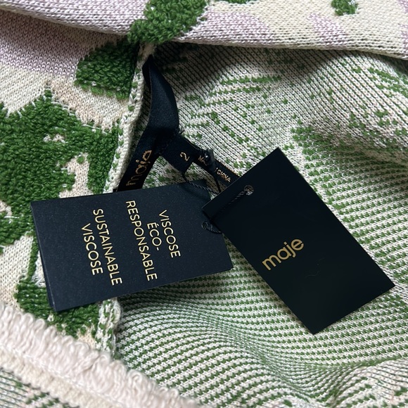 MAJE Imprime Aloha Beige Belted Cardigan Jacket sz 2 SMALL - Picture 4 of 7